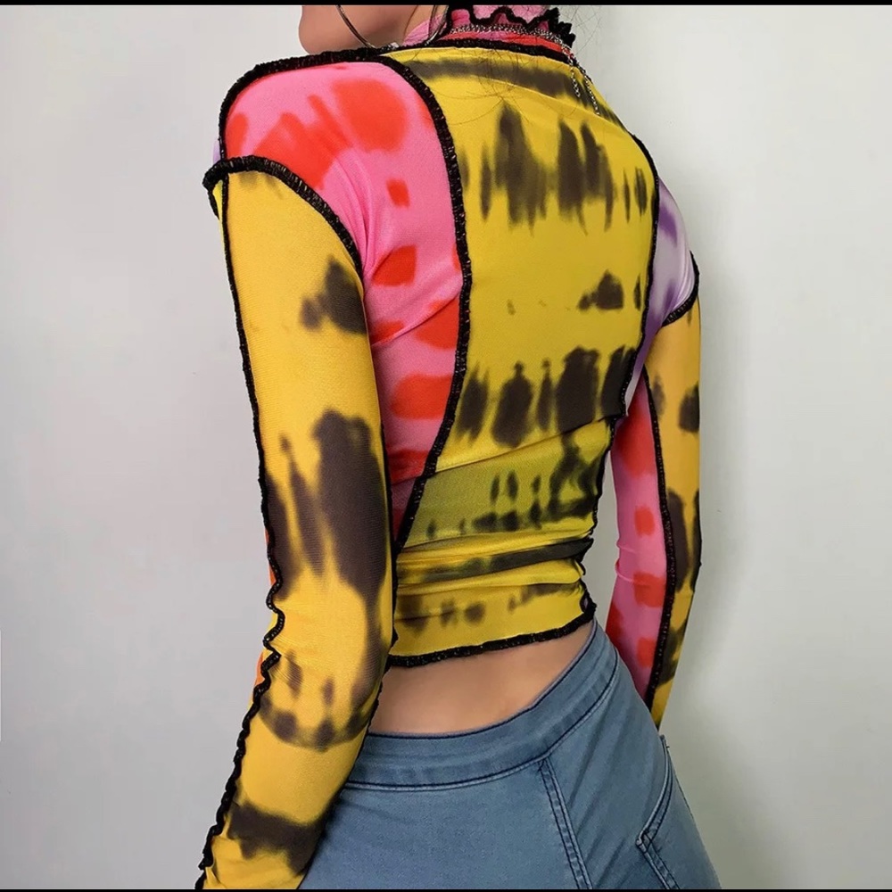 Clueless Mesh Colorful Top - Picture 4 of 6